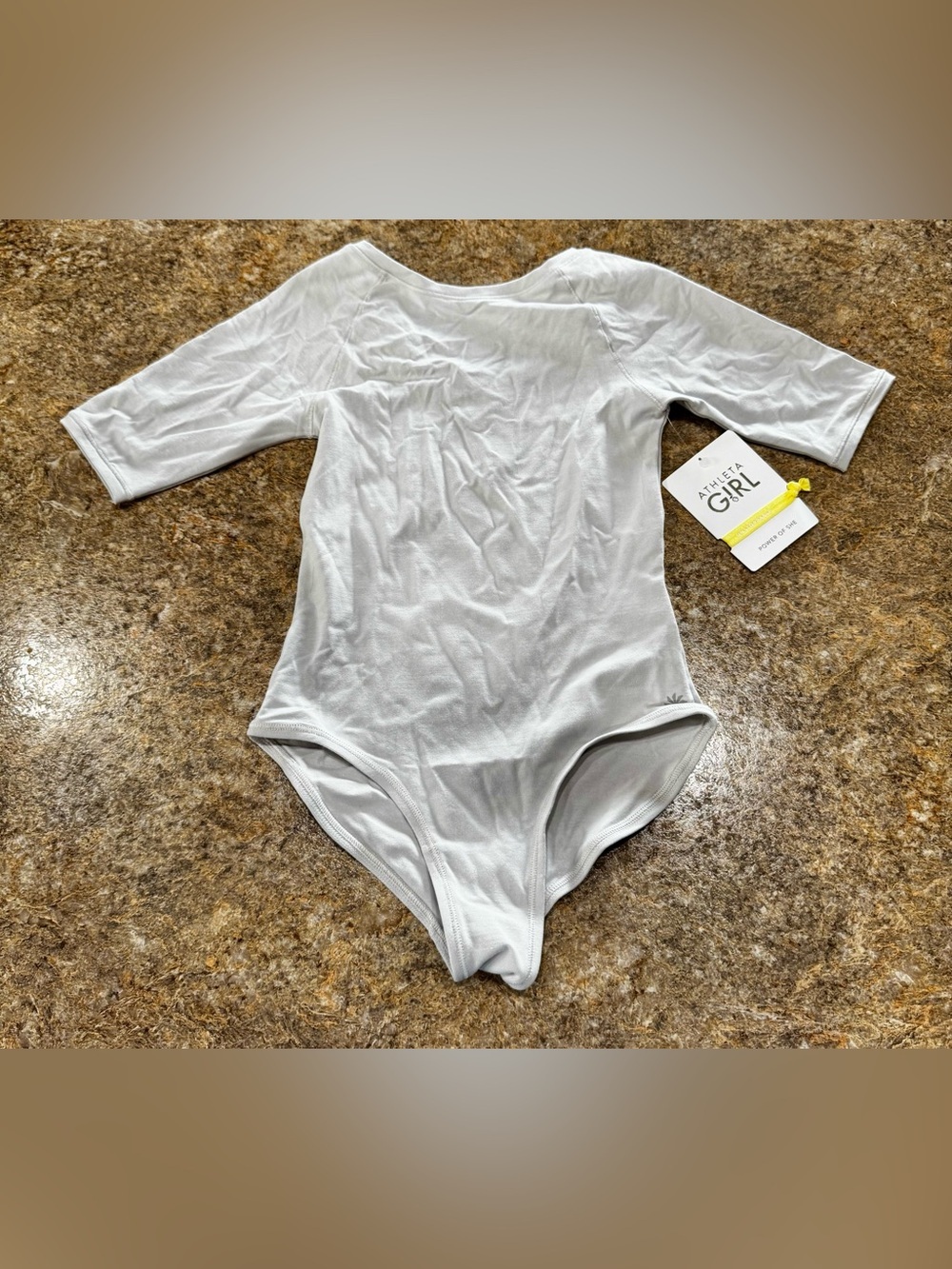 New Athleta Girl Leotard Gray 3/4 Sleeve Dance Gymnastics Size M 8-10